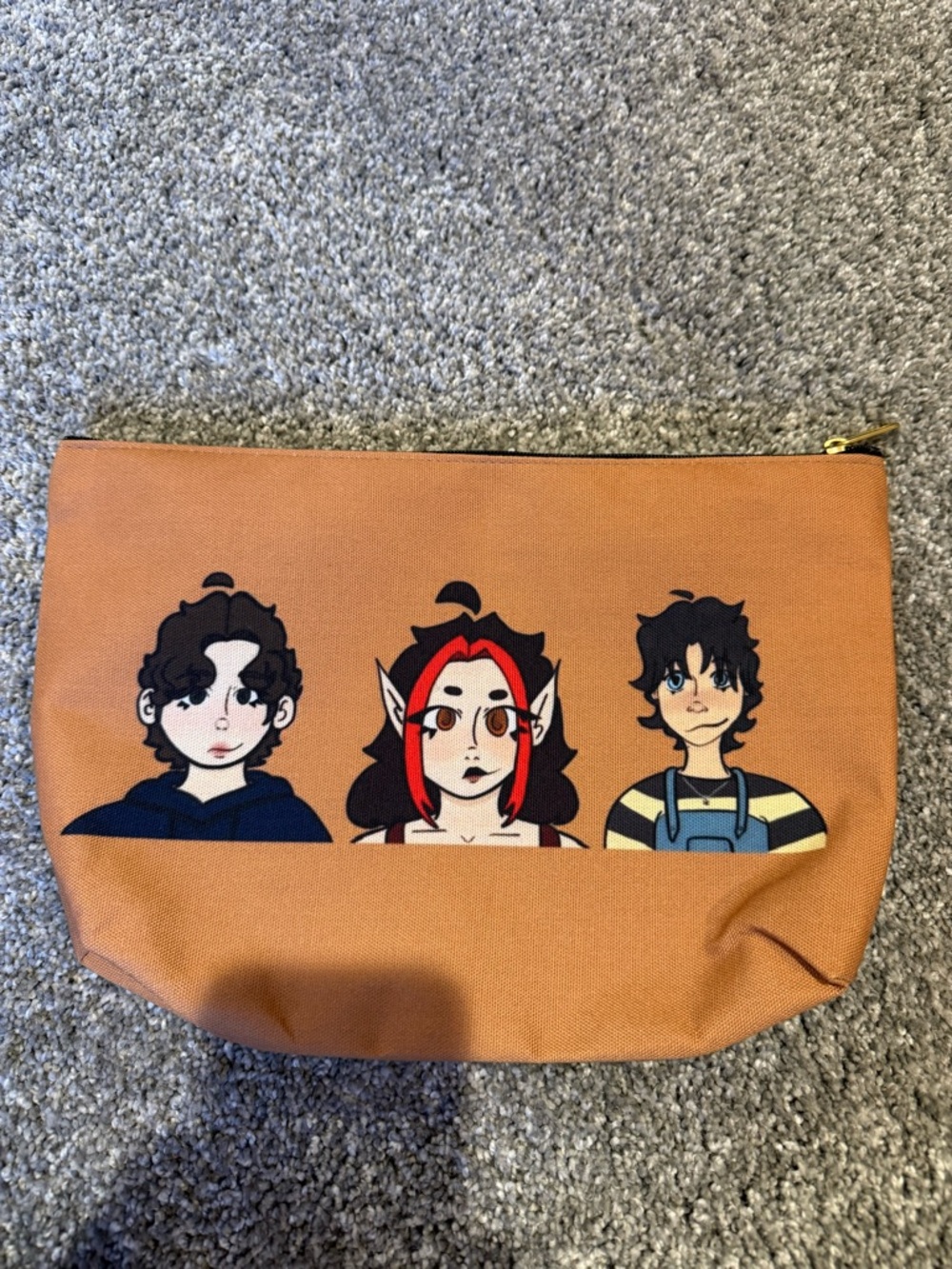 Unique Graphic Character Bag in Warm Tan - New without tags